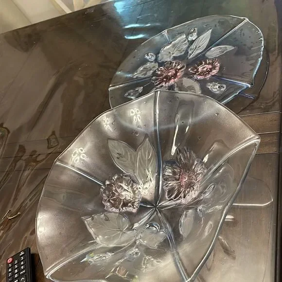 Mikasa Walther Cristal Floral Pastel Blue Calypso13’1/2 Bowl. - Picture 2 of 5